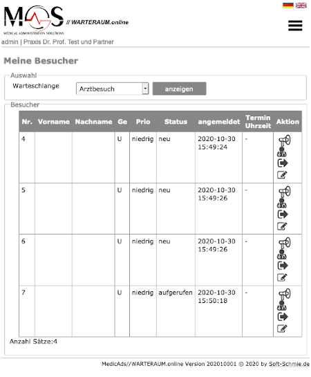 Patienten / Kundenübersicht mobil